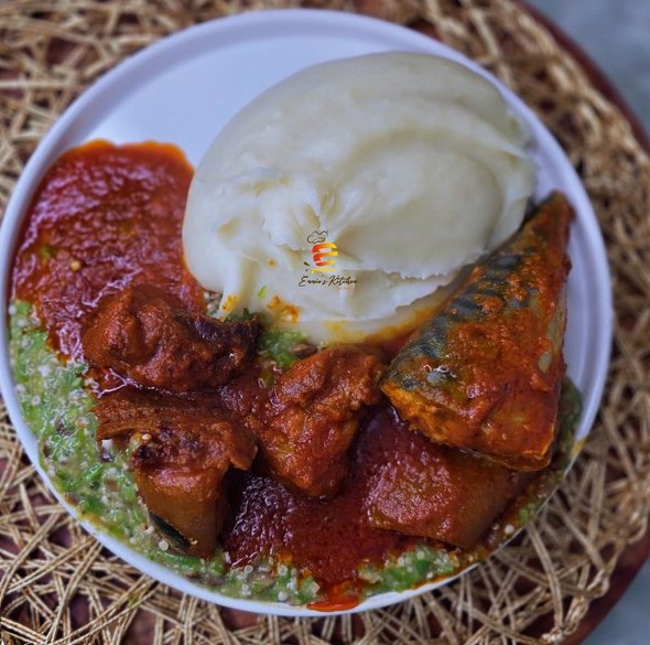 Poundo with okra soup